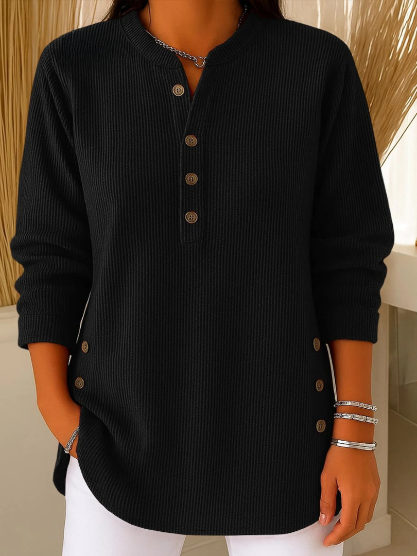 Túnica Henley con Botones - Negro
