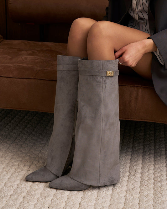 Luisa | Hohe graue Wildlederstiefel