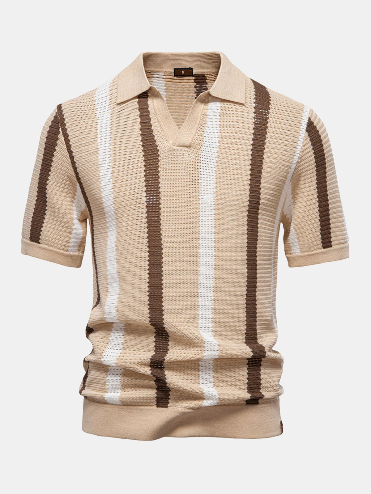 Javier | Conjunto Polo de Rayas con Cuello en V y Pantalón de Lino