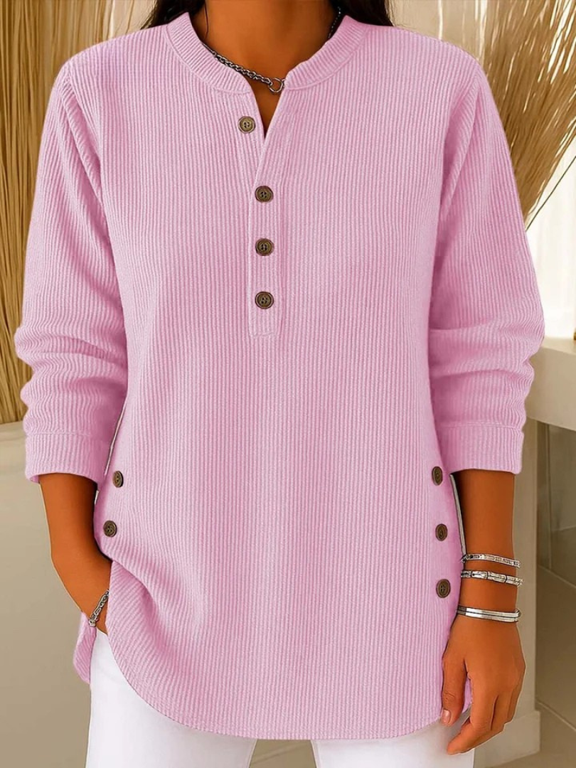 Túnica Henley con Botones - Rosa suave