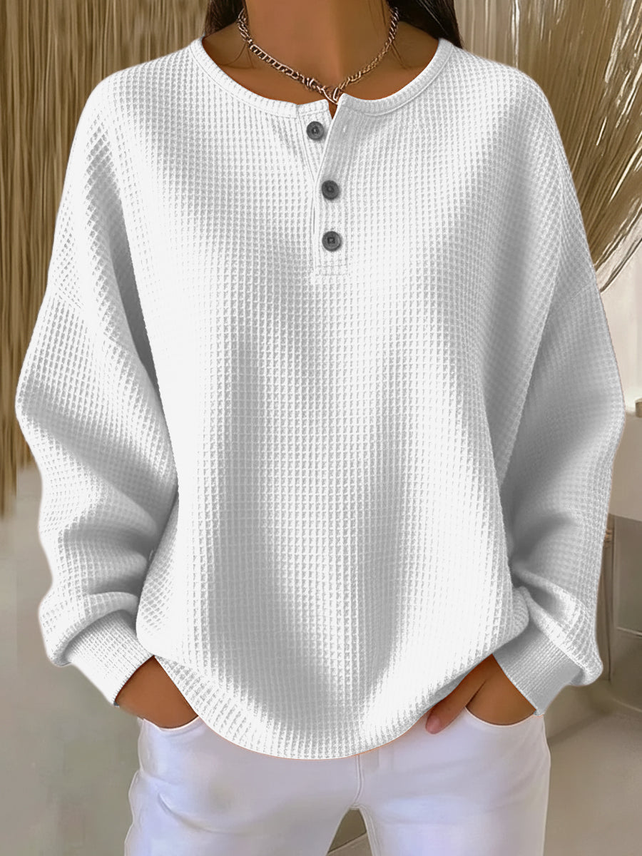 Sudadera Henley Gofrada - Blanco