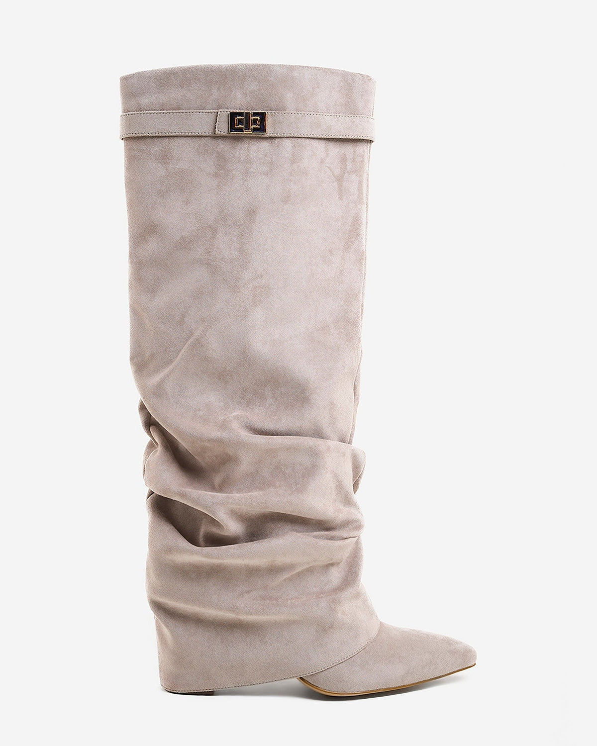 Carlota | Wysokie zamszowe kozaki typu slouchy w kolorze taupe
