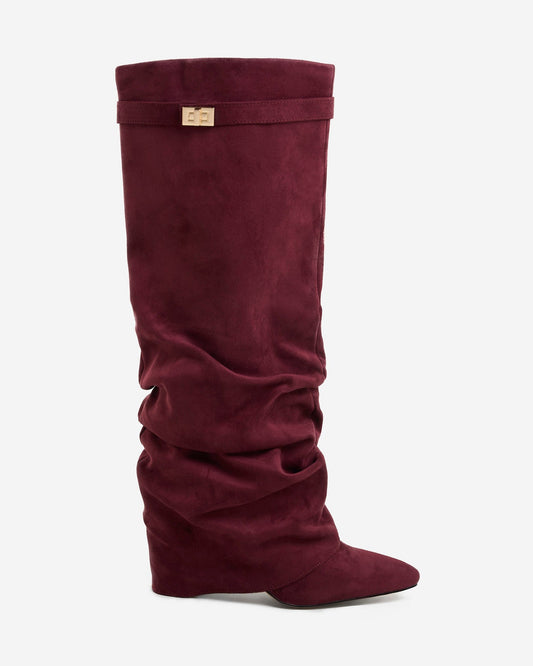 Estrella | Botas Altas Slouchy de Ante Burdeos
