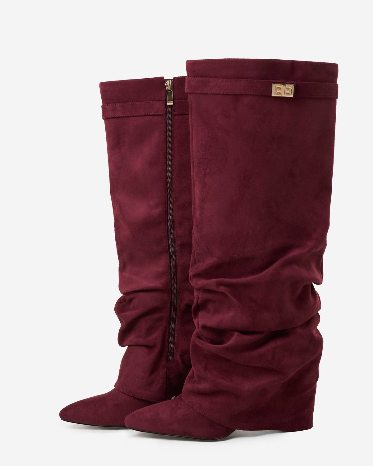 Estrella | Stivali alti slouchy in camoscio bordeaux
