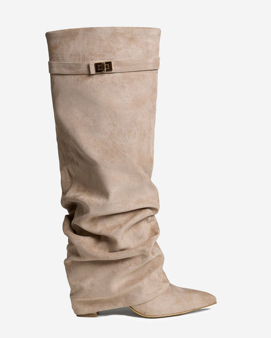 Ainhoa | Botas Altas Slouchy de Ante Beige