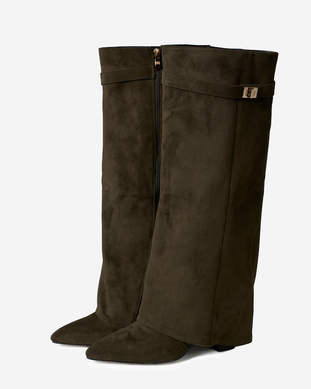 Jimena | Botas Altas de Ante Verde Oliva