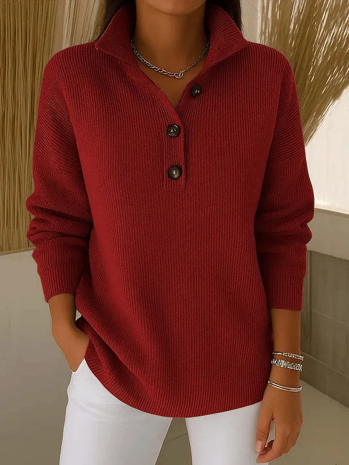 Jersey Polo con Cuello de Pico - Burdeos