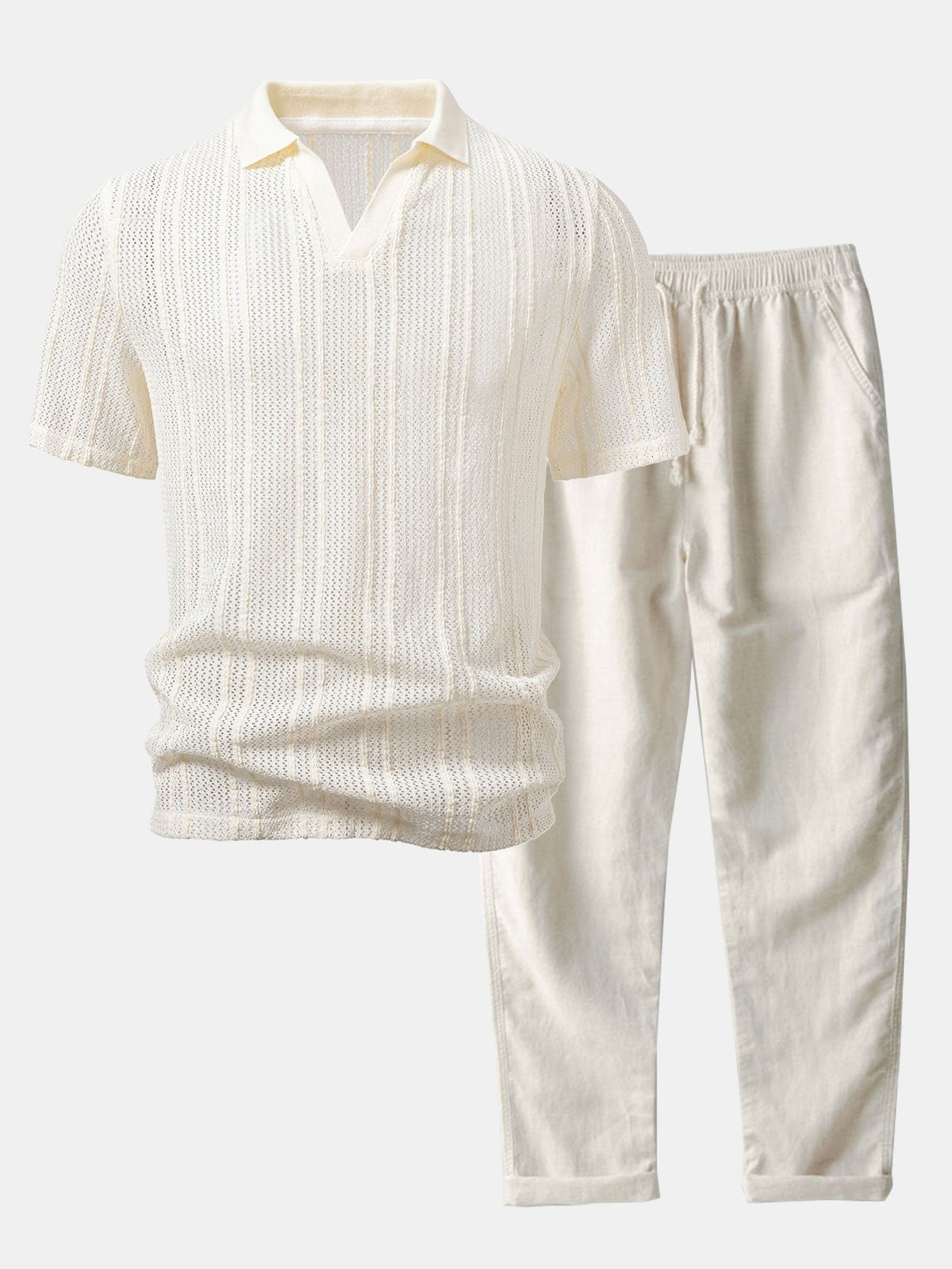 Adrián | Conjunto Polo de Rayas Relax y Pantalón de Lino