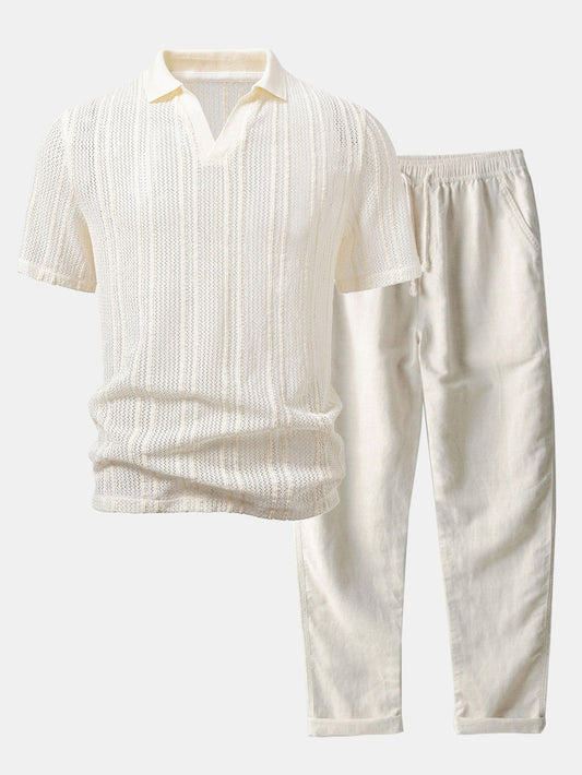 Adrián | Conjunto Polo de Rayas Relax y Pantalón de Lino