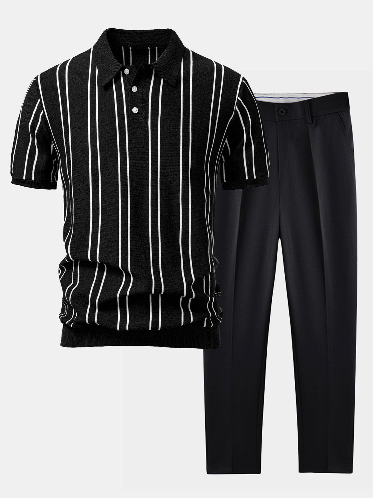 Daniel | Conjunto Polo de Punto a Rayas y Pantalón Cónico