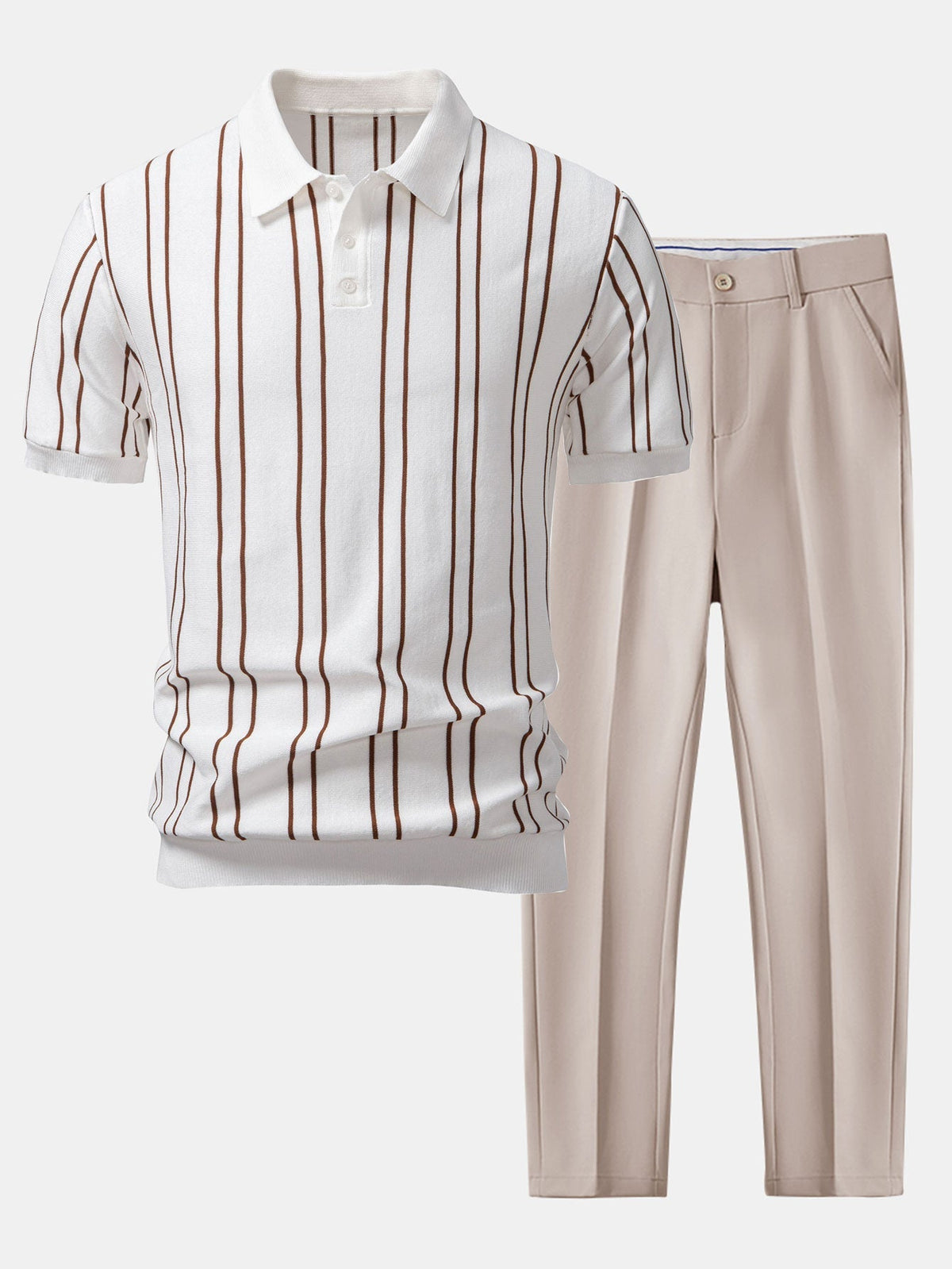 Daniel | Conjunto Polo de Punto a Rayas y Pantalón Cónico