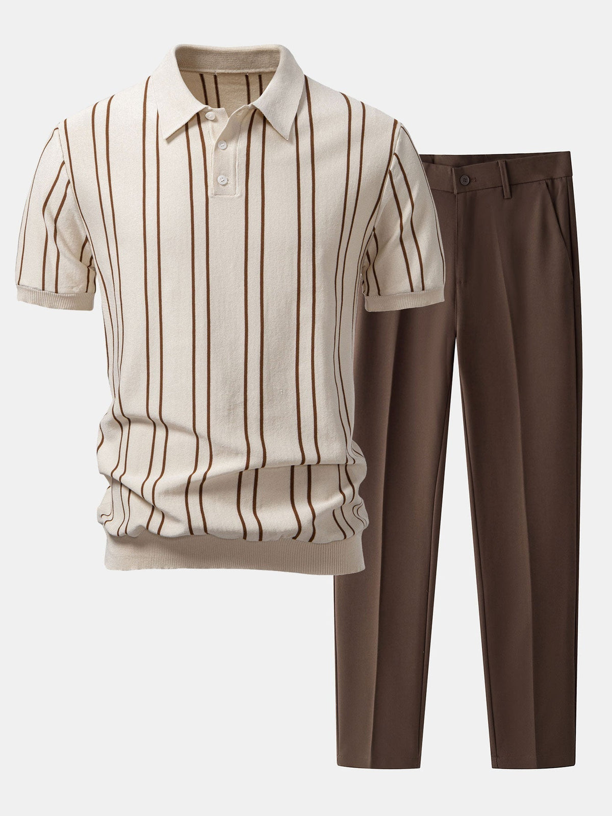 Andrés | Ensemble polo en maille rayée et pantalon fuselé