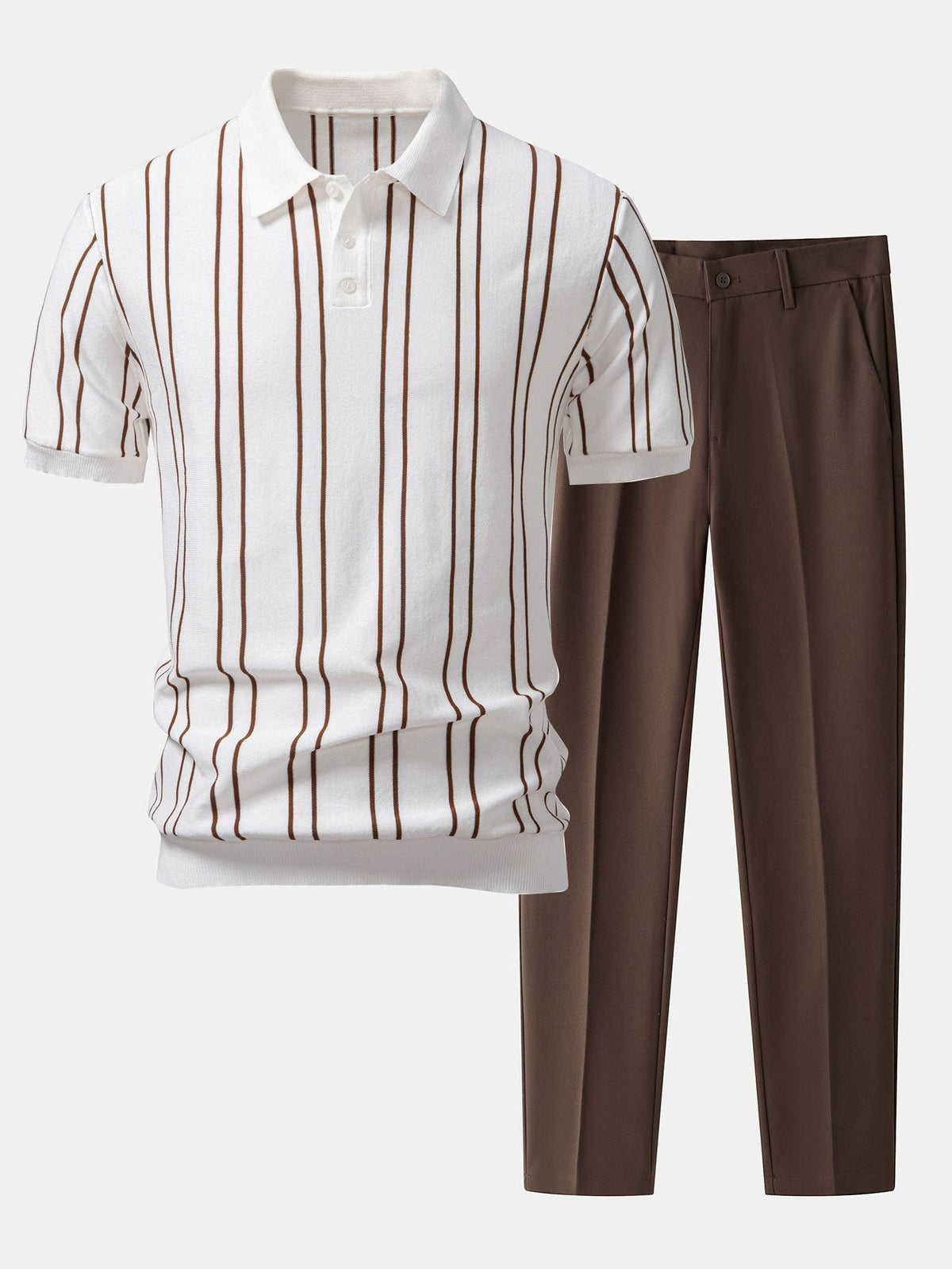 Andrés | Ensemble polo en maille rayée et pantalon fuselé