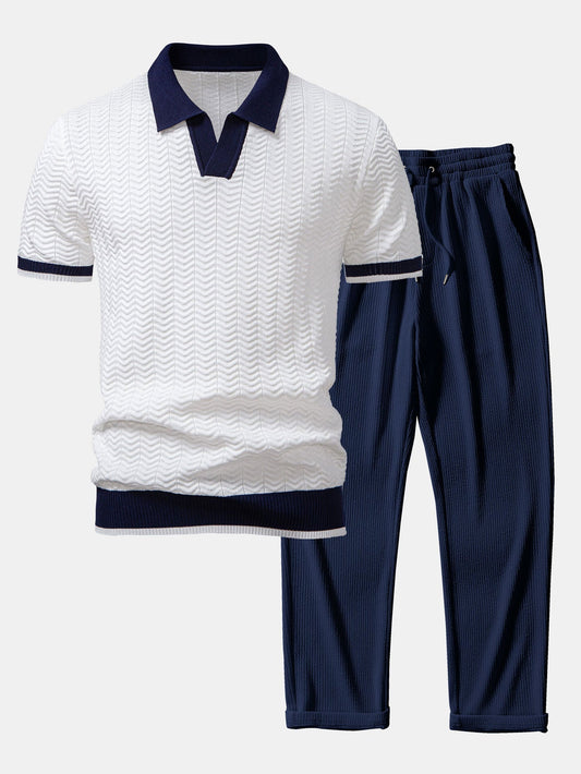 Pablo | Ensemble polo texturé et pantalon droit