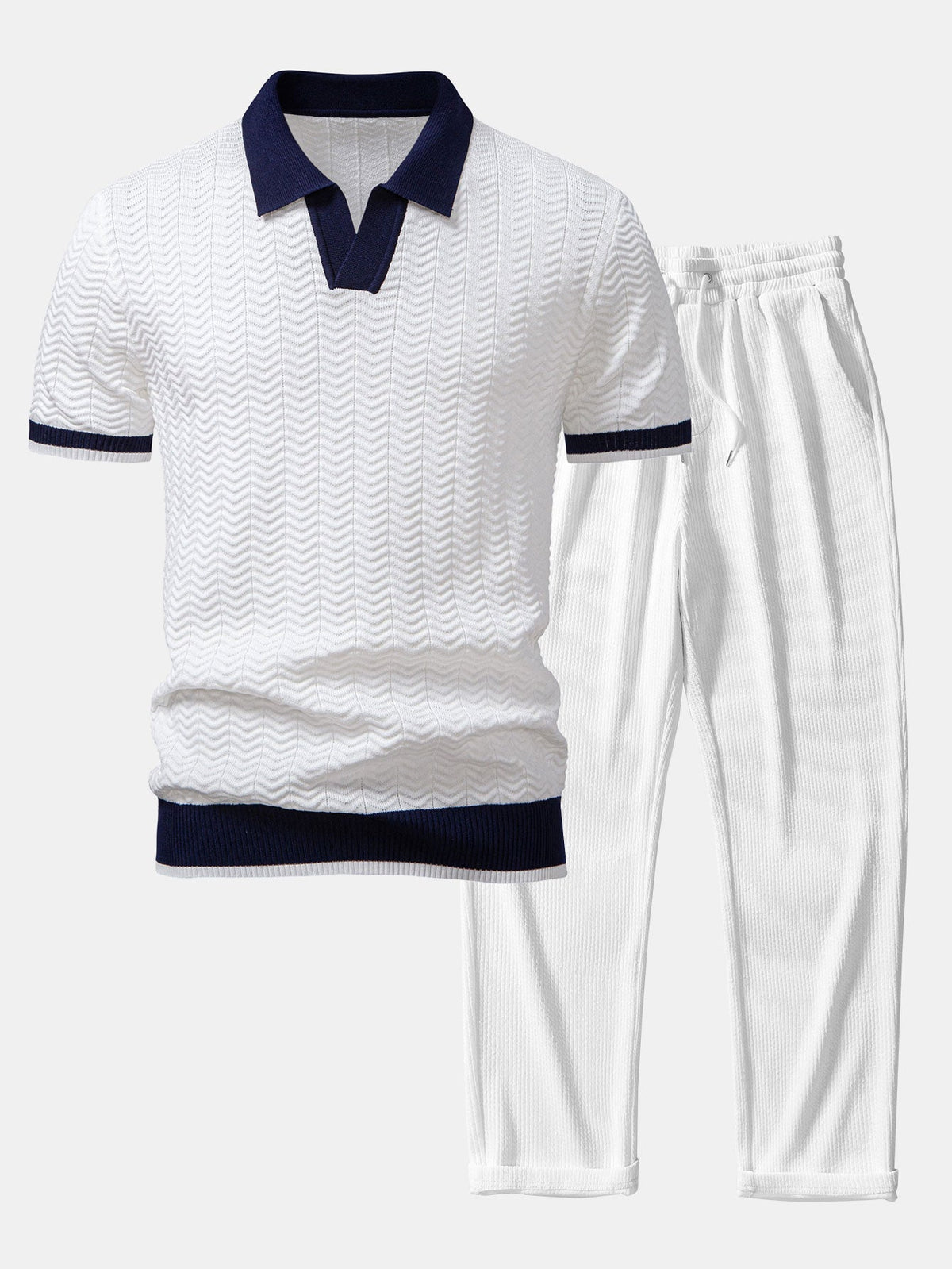 Pablo | Ensemble polo texturé et pantalon droit