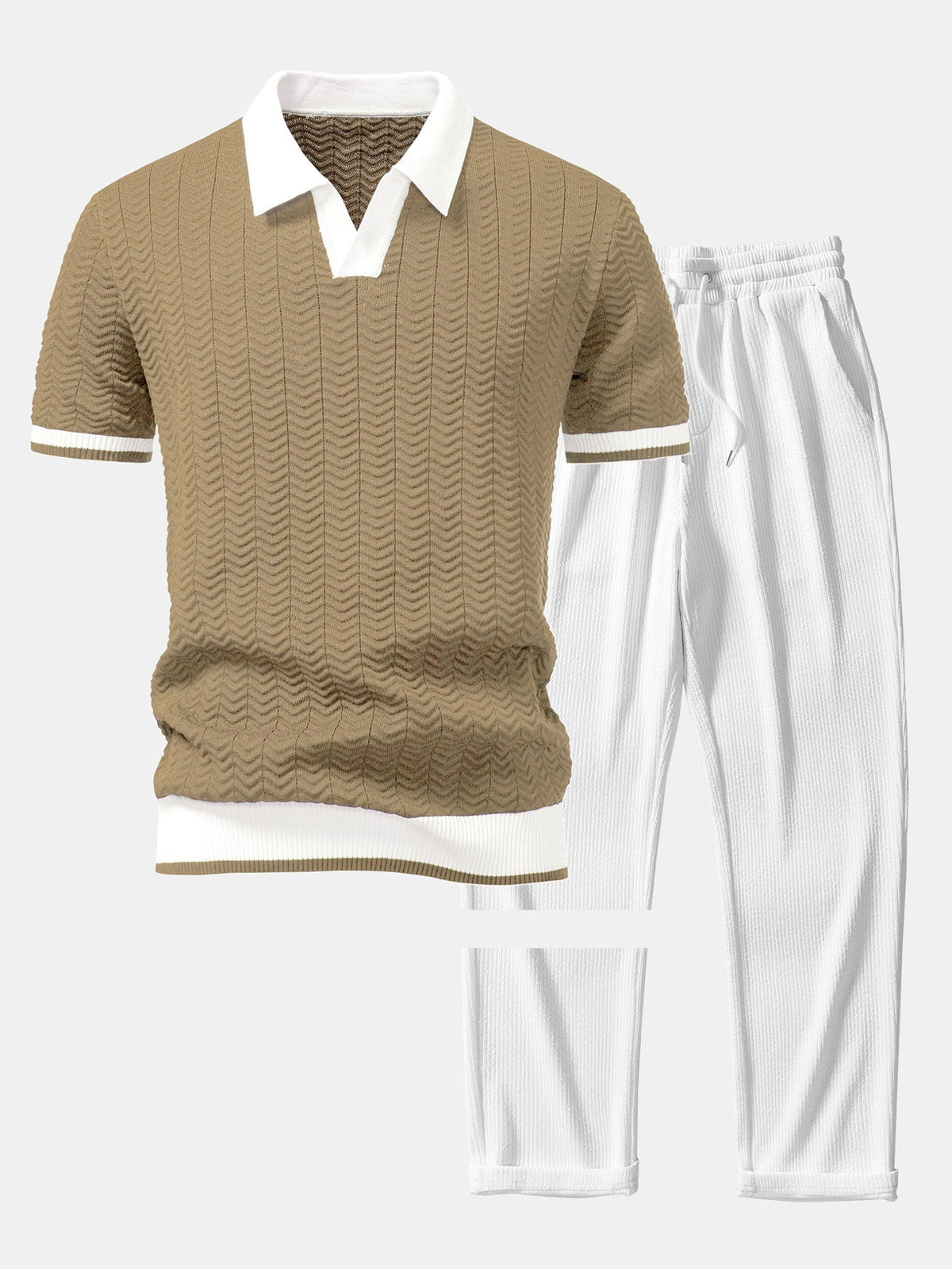 Pablo | Ensemble polo texturé et pantalon droit