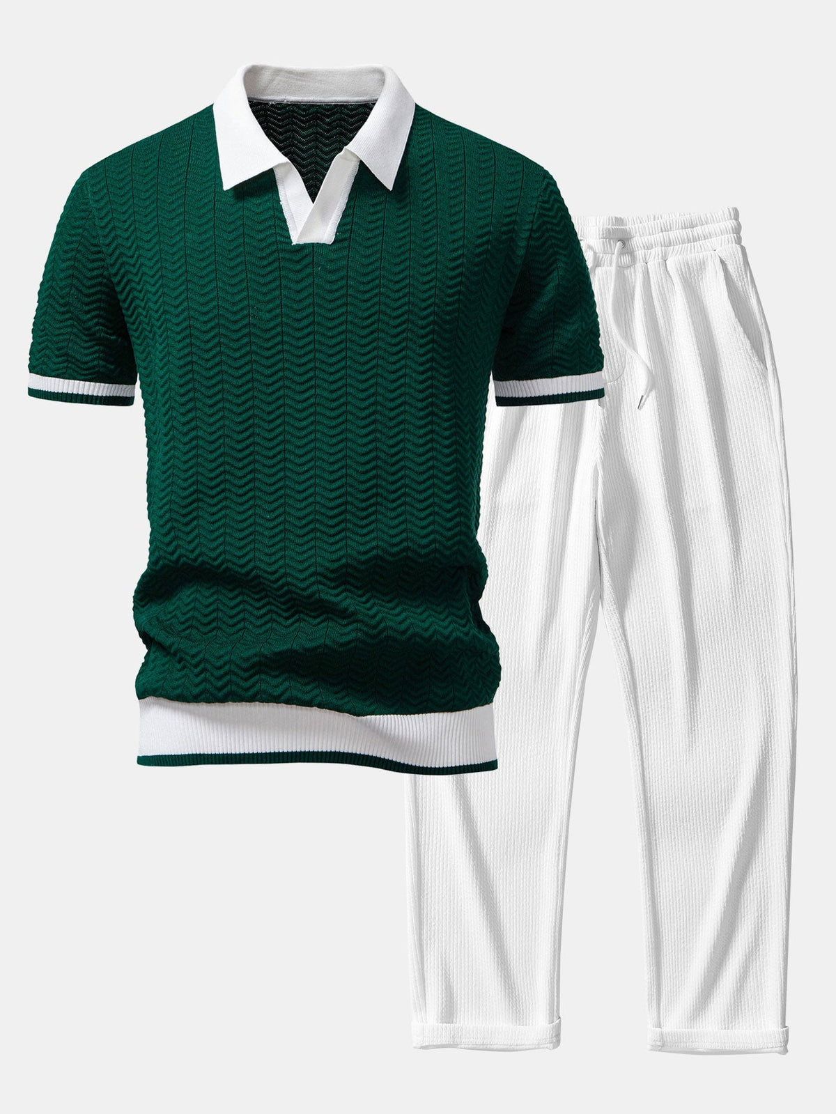 Pablo | Ensemble polo texturé et pantalon droit