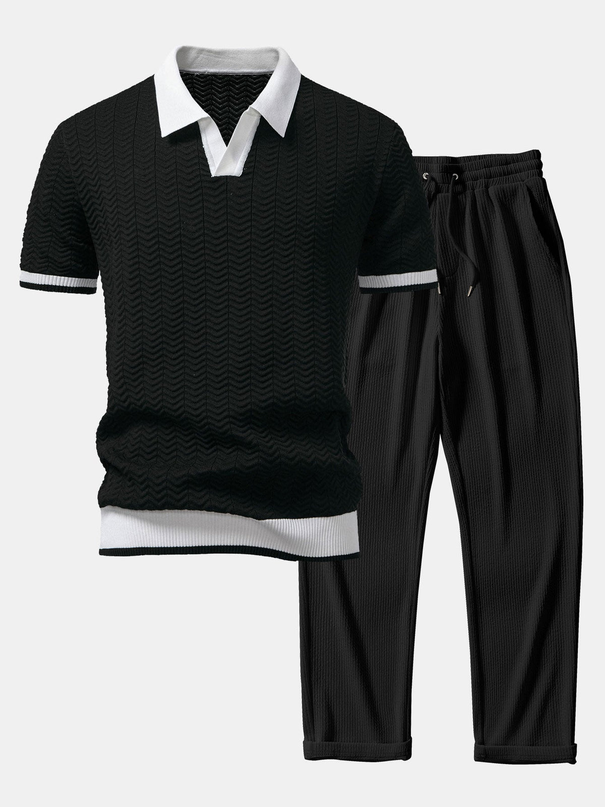 Pablo | Ensemble polo texturé et pantalon droit