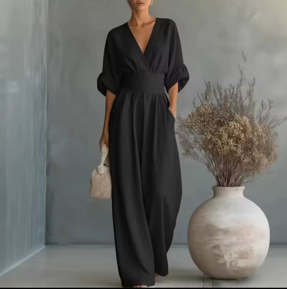 Olivia | Tuta fluida con scollo incrociato