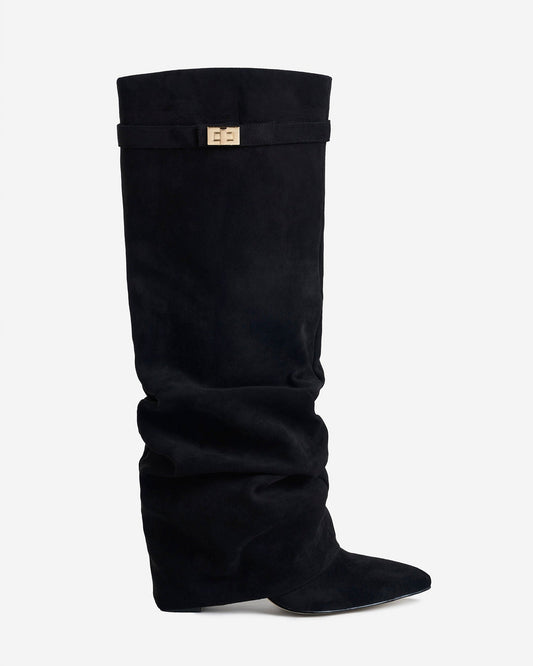 Aitana | Botas Altas Slouchy de Ante Negro